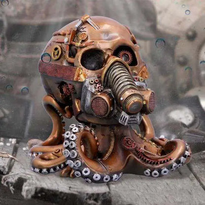 OCTO RESPIRAT BRONZE STEAMPUNK SKULL FIG