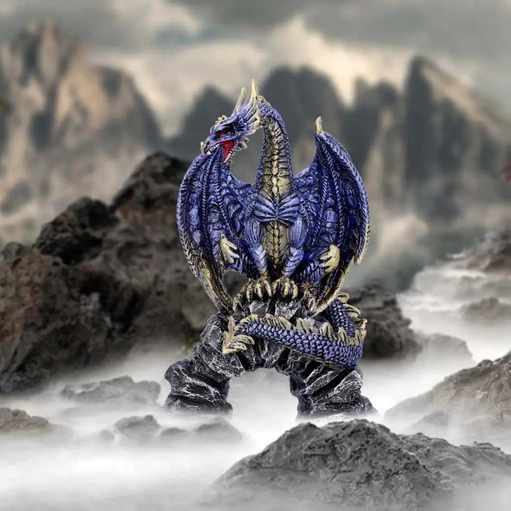 NEMESIS NOW DRAGON FIGURINE METALLIC BLUE ACKO FIGURA 15.5 cm