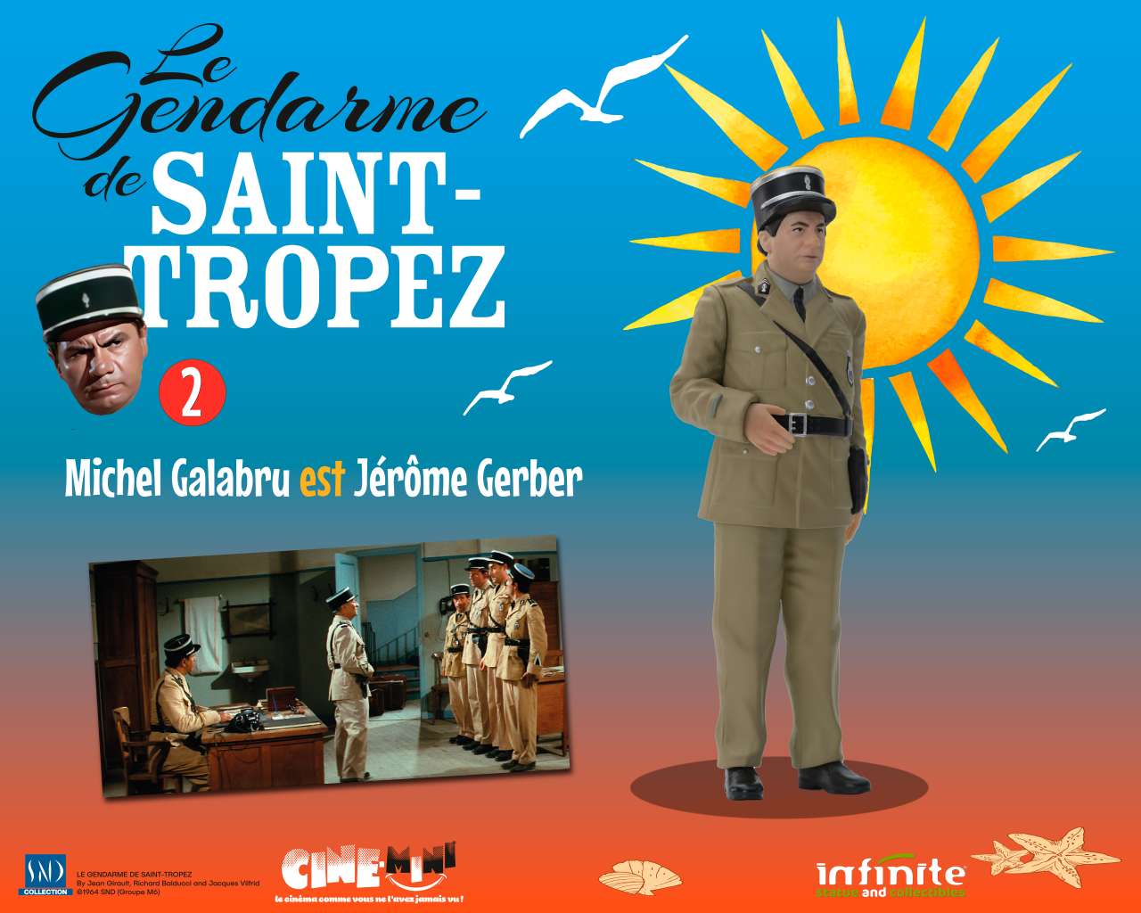 INFINITE STATUE LE GENDARME DE SAINT-TROPEZ #2 MICHEL GALABRU EST JEROME GERBER CINE-MINI PVC MINI FIGURA 10 cm