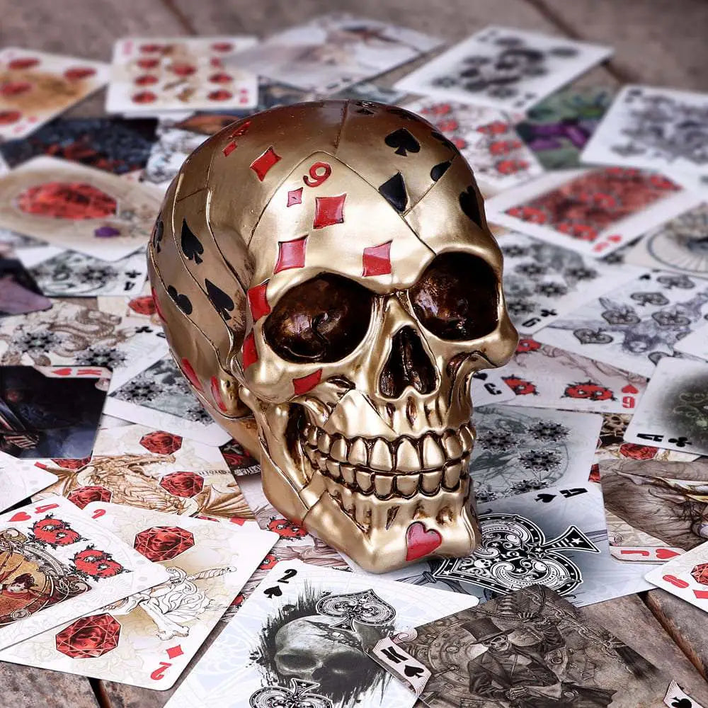 SKULL ORNAMENT HAND GOLDEN PLAYING CARD