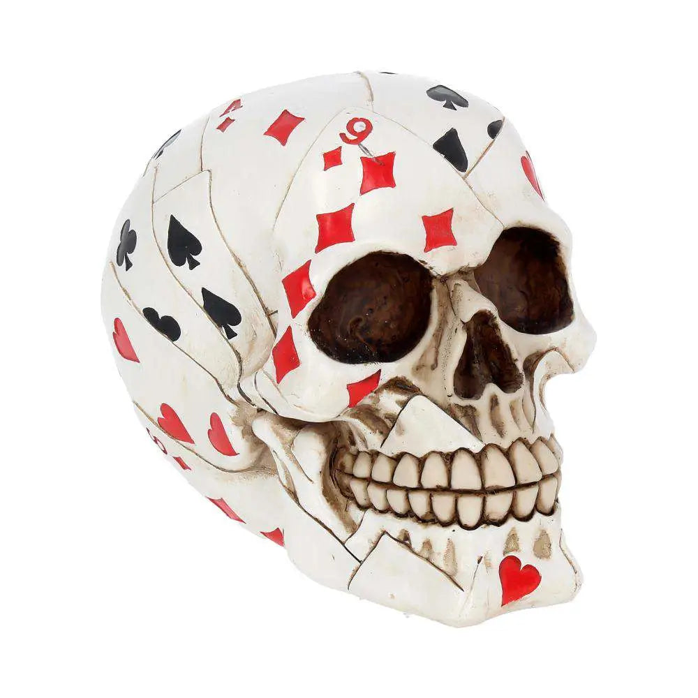 NEMESIS NOW SKULL ORNAMENT HAND PLAYING CARD STATUA 15 cm