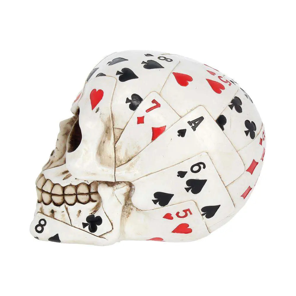 NEMESIS NOW SKULL ORNAMENT HAND PLAYING CARD STATUA 15 cm