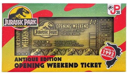 FANATTIK JURASSIC PARK 30TH ANN.LTD.ED. TICKET REPLICA