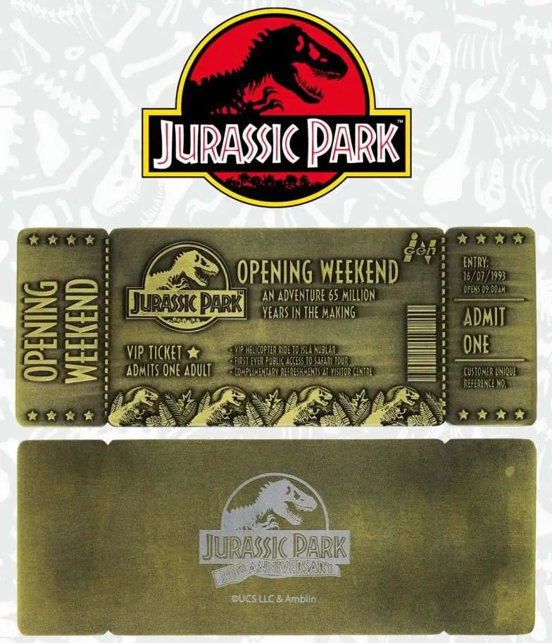 FANATTIK JURASSIC PARK 30TH ANN.LTD.ED. TICKET REPLICA
