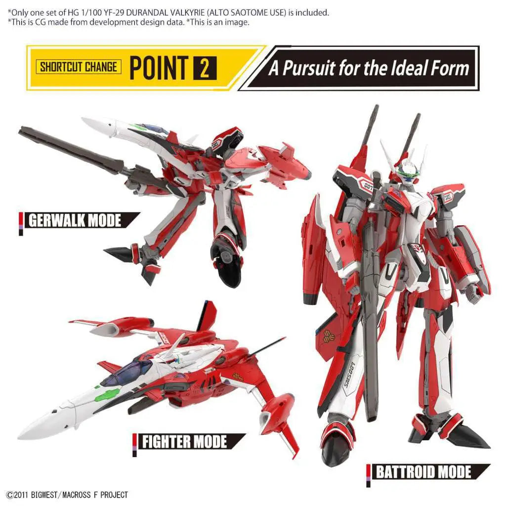 BANDAI HG YF-29 DURANDAL VALKYRIE ALTO 1/100 MODEL KIT 16 cm