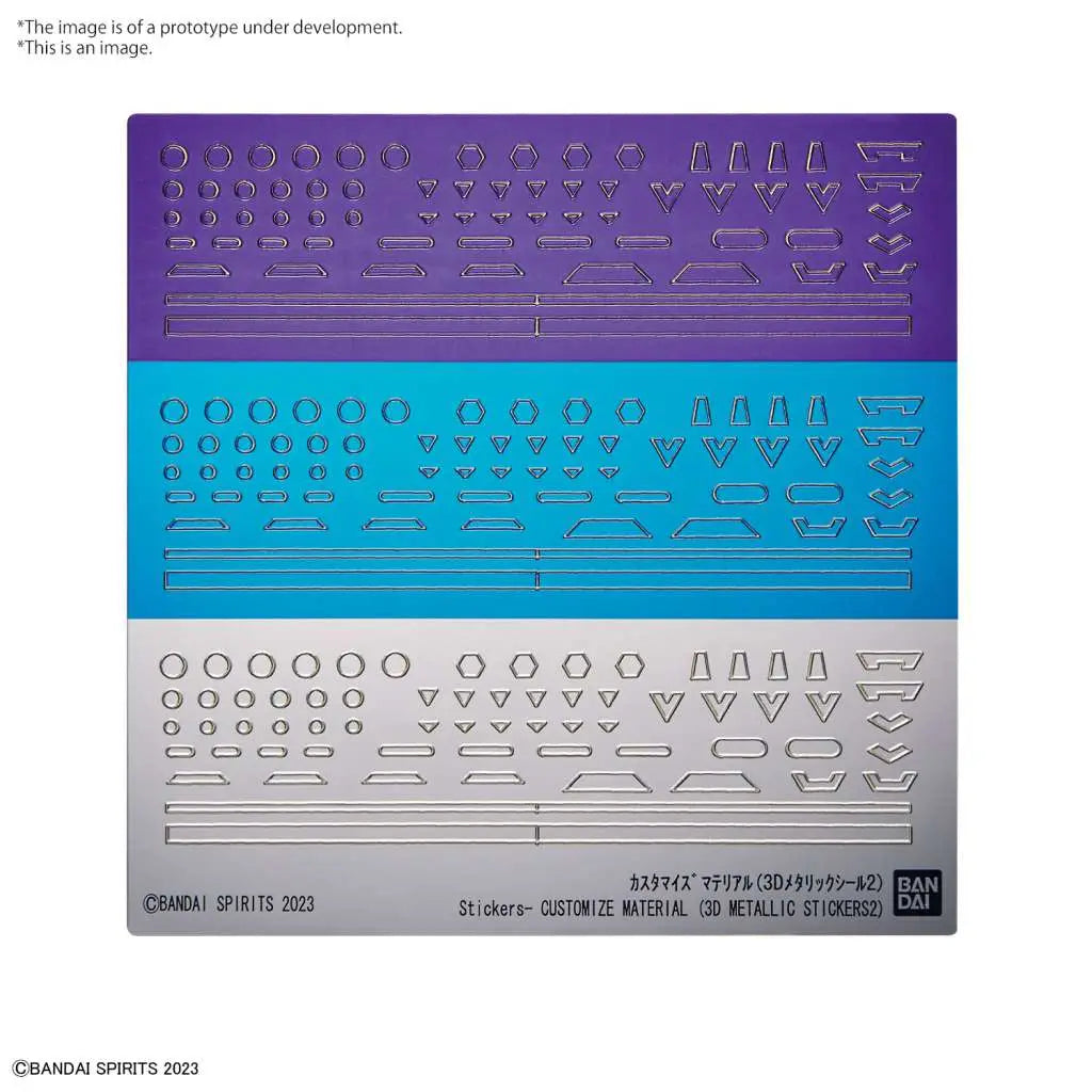 BANDAI CUSTOM MATERIAL 3D METALLIC STICKERS 2 MODEL KIT 30MM