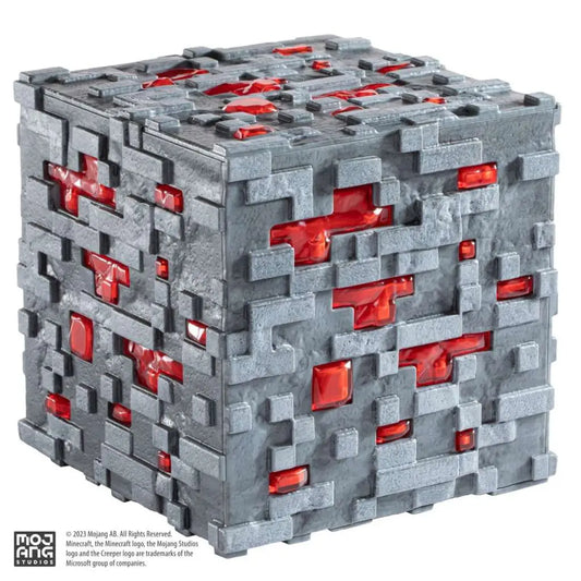 NOBLE COLLECTIONS MINECRAFT ILLUMINATING REDSTONE ORE CUBE REPLICA 10 cm