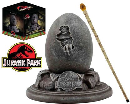 FANATTIK JURASSIC PARK 30TH ANNIVERSARY VELOCIRAPTOR EGG & JOHN HAMMOND CANE SET REPLICA