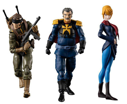 MOBILE SUIT GUNDAM G.M.G. ACTION FIGURES CON VEHICLE PRINCIPALITY OF ZEON TEAM RAMBA RAL SET 10 CM MEGAHOUSE
