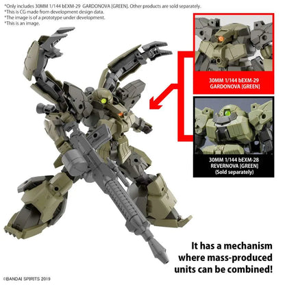 BANDAI 30MM BEXM-29 GARDONOVA GREEN 1/144 MODEL KIT 12 cm