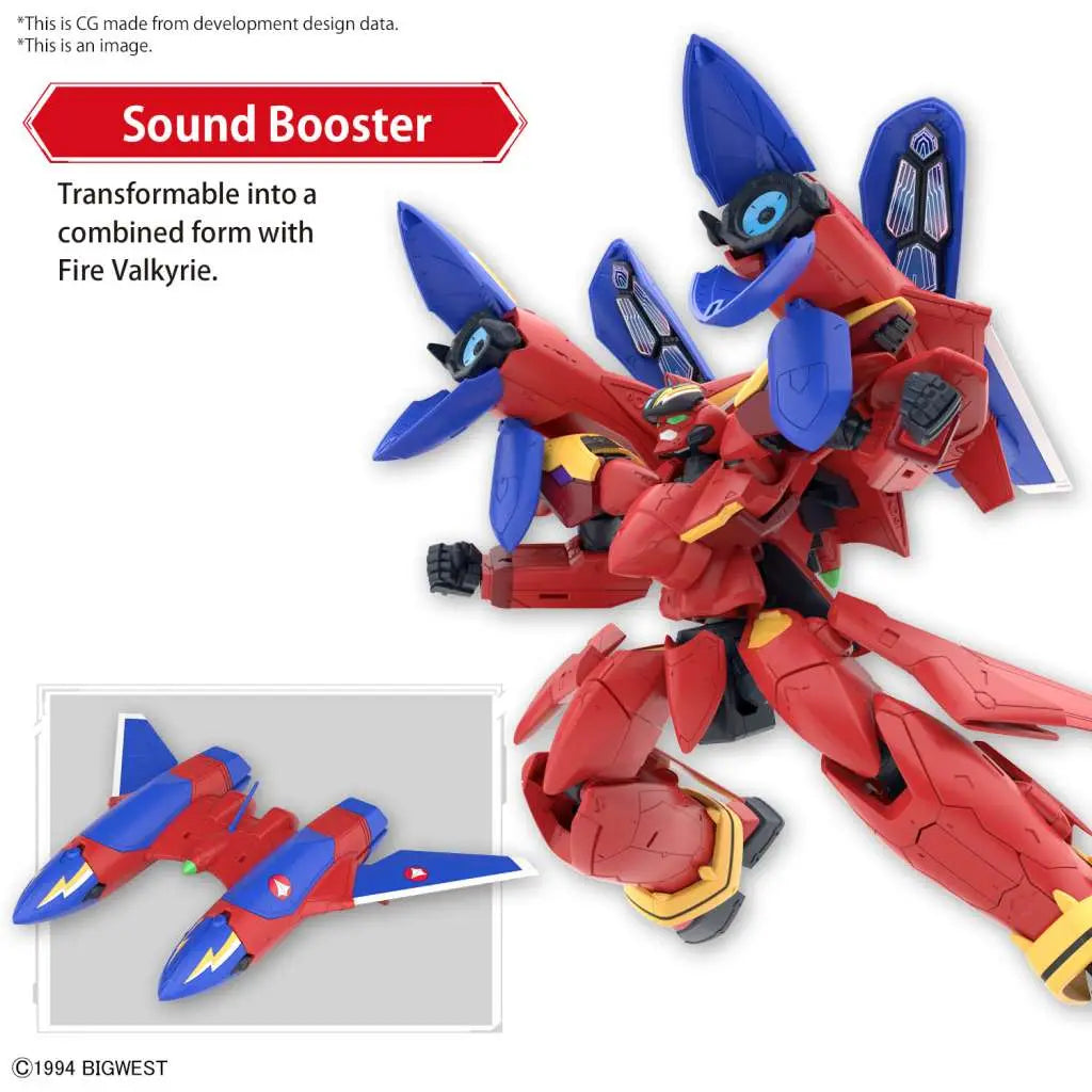 BANDAI HG VF-19 CUSTOM FIRE VALKYRIE W SOUND BOOSTER 1/100 MODEL KIT 13 cm