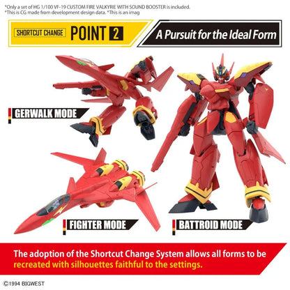 BANDAI HG VF-19 CUSTOM FIRE VALKYRIE W SOUND BOOSTER 1/100 MODEL KIT 13 cm