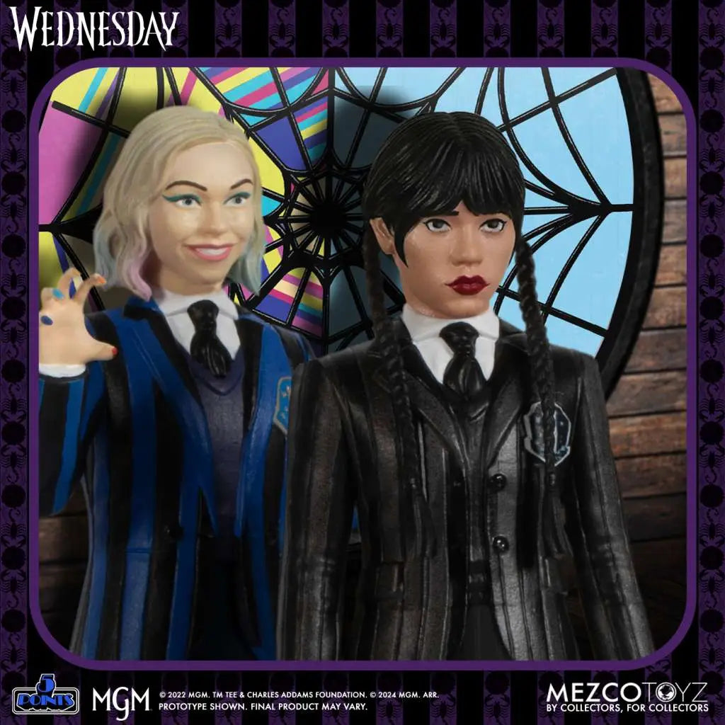 MEZCO TOYS - THE ADDAMS FAMILY 5 POINTS WEDNESDAY & ENID AF BOX SET ACTION FIGURE 9 cm