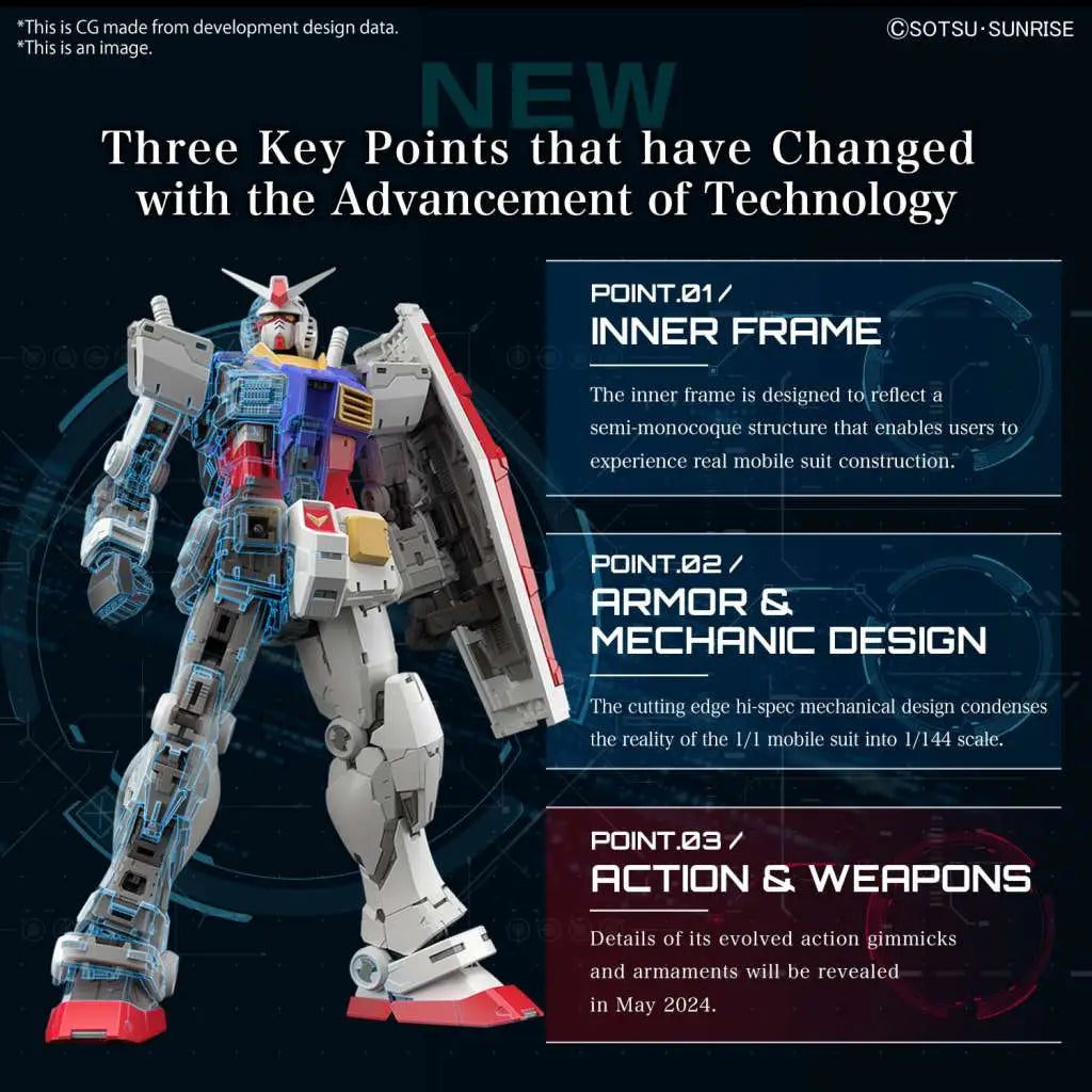 BANDAI - GUNDAM RG RX-78-2 VER 2.0 1/144 MODEL KIT 13 cm