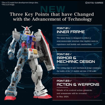 BANDAI - GUNDAM RG RX-78-2 VER 2.0 1/144 MODEL KIT 13 cm