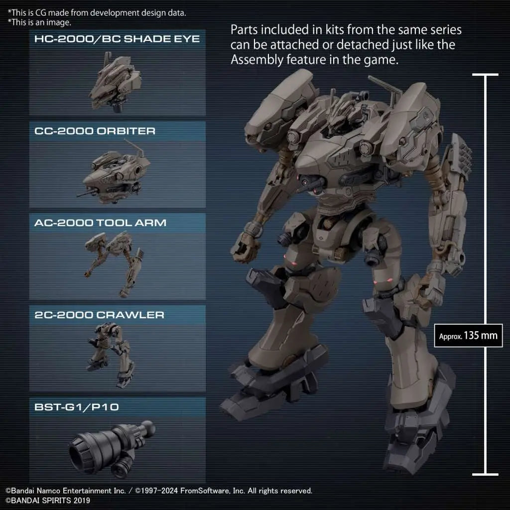 BANDAI 30MM ARMORED CORE VI RAD CC-2000 ORBITER NIGHTFALL MODEL KIT 15 cm