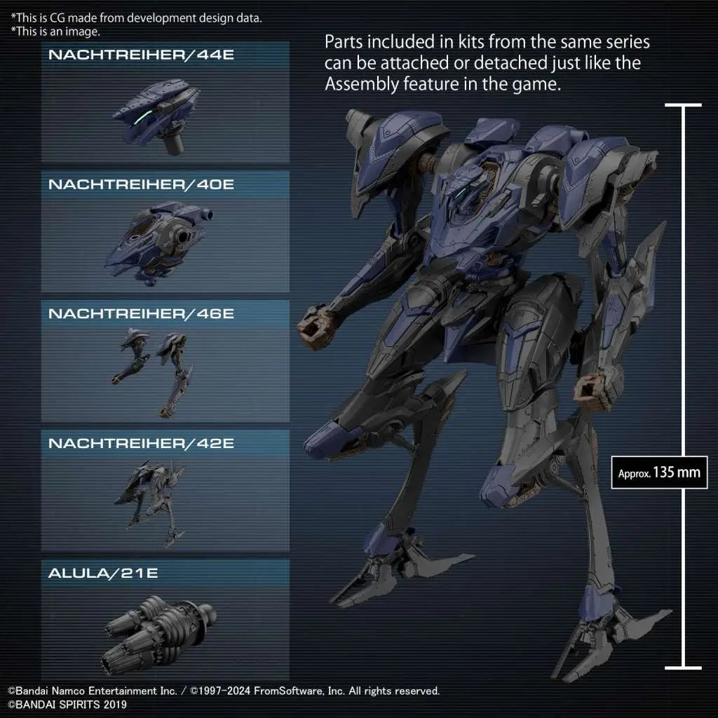 BANDAI 30MM ARMORED CORE VI SCHNEIDER NACHTREIHER/40E STEEL HAZE MODEL KIT 15 cm