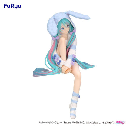 FURYU HATSUNE MIKU RABBIT EAR HOOD PAJAMA BLUE NOODLE STOPPER FIG FIGURA 14 cm