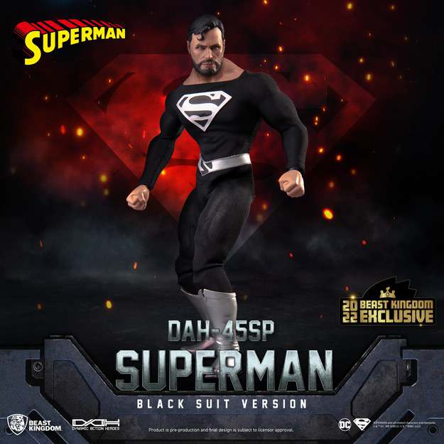 DC COMICS DYNAMIC 8CTION HEROES ACTION FIGURA 1/9 SUPERMAN BLACK SUIT 20 CM BEAST KINGDOM TOYS
