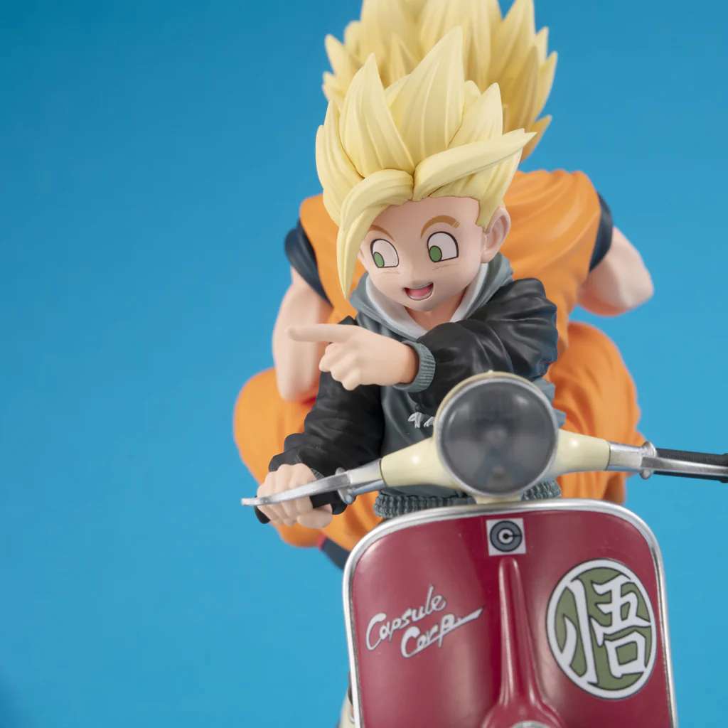 MEGAHOUSE SON GOKU & SON GOHAN DRAGON BALL Z DSK REAL MCCOY EX SUPER SAIYAN BIKE VER. STATUA 11 CM