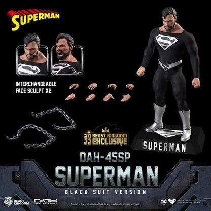 DC COMICS DYNAMIC 8CTION HEROES ACTION FIGURA 1/9 SUPERMAN BLACK SUIT 20 CM BEAST KINGDOM TOYS