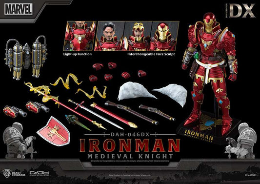 MARVEL ACTION FIGURE DELUXE IRON MAN CAVALIERE MEDIEVALE 20 CM 1/9 BEAST KINGDOM TOYS