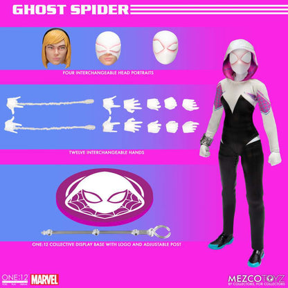 MEZCO TOYS ONE 12 COLLECTIVE GHOST-SPIDER AF ACTION FIGURE 15 cm