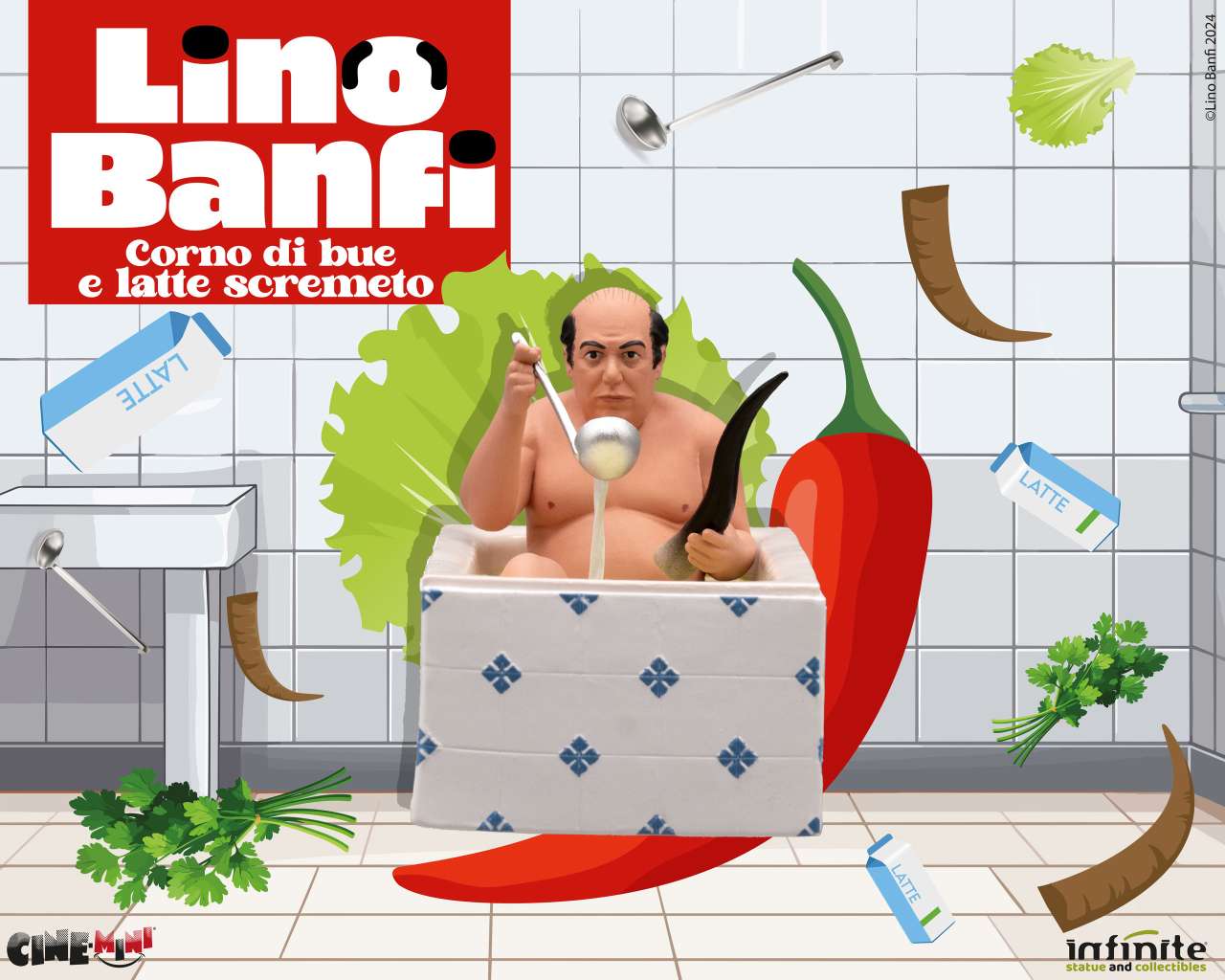 INFINITE STATUE LINO BANFI CORNO DI BUE E LATTE SCREMETO CINEMINI PVC MINI FIGURA 9.5 cm