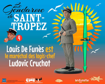 INFINITE STATUE LE GENDARME DE SAINT-TROPEZ #4 LOUIS DE FUNES EST LE MARECHAL DES LOGIS-CHEF LUDOVIC CRUCHOT FIGURA 16 cm