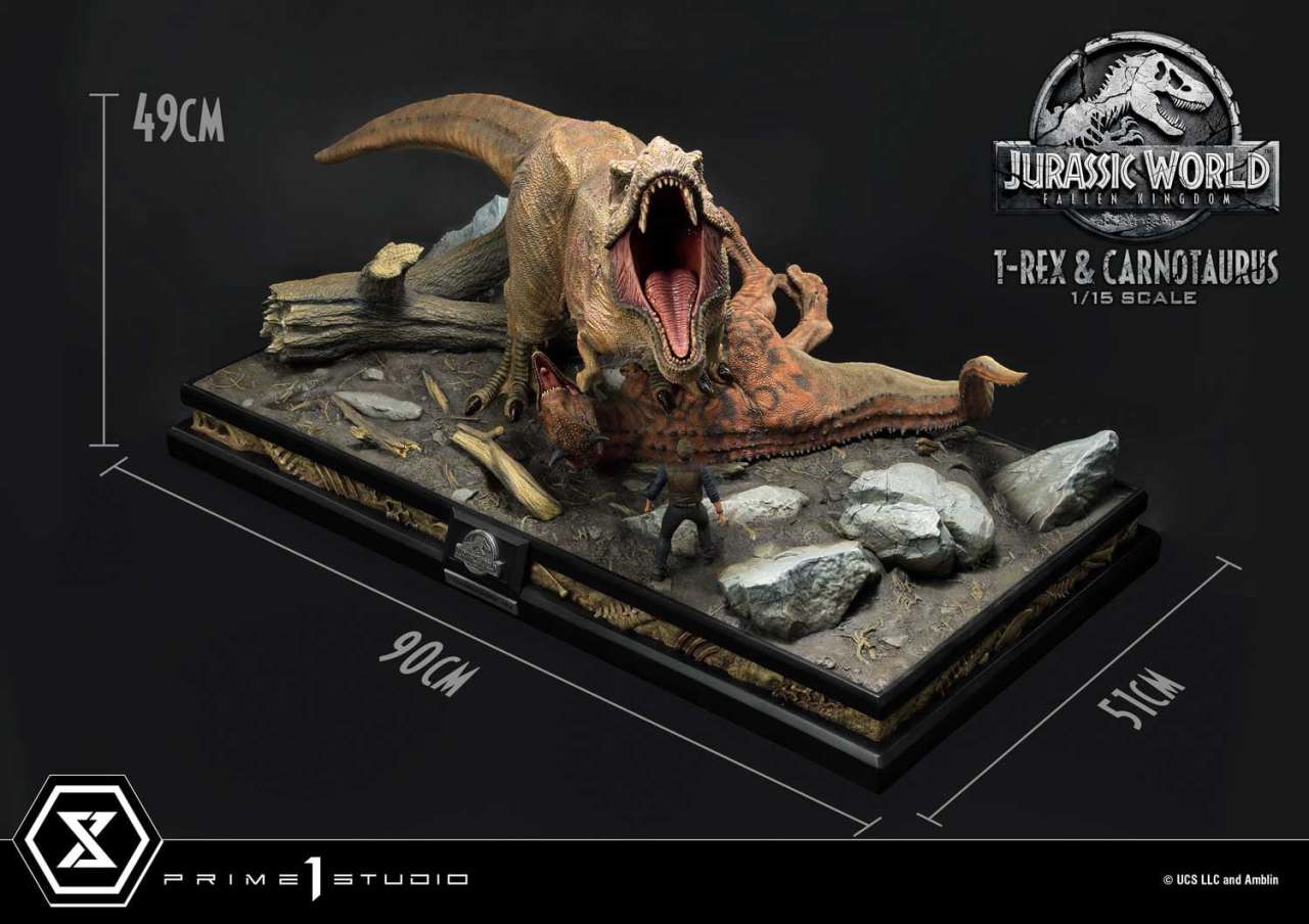 PRIME 1 JURASSIC WORLD FK T-REX/CARNOTAURUS STAT STATUA 49 cm