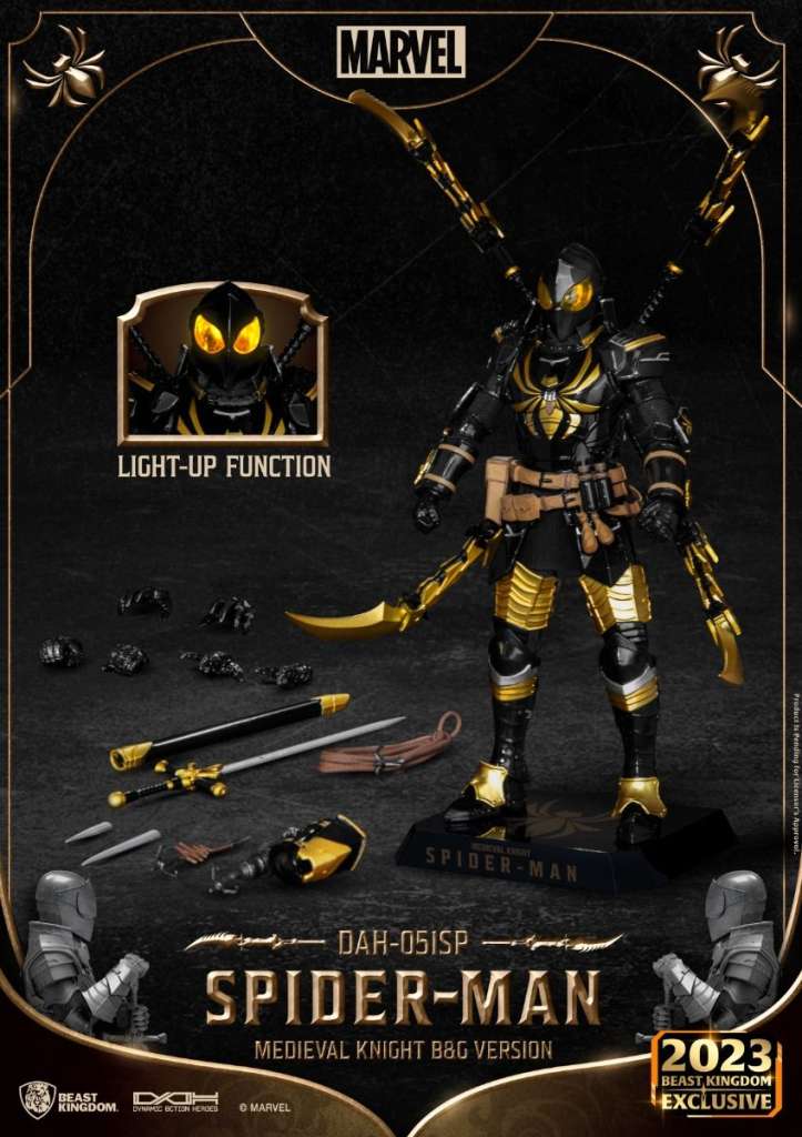 BEAST KINGDOM MEDIEVAL KNIGHT SPIDER-MAN B&G VER. FIGU ACTION FIGURE 20 cm