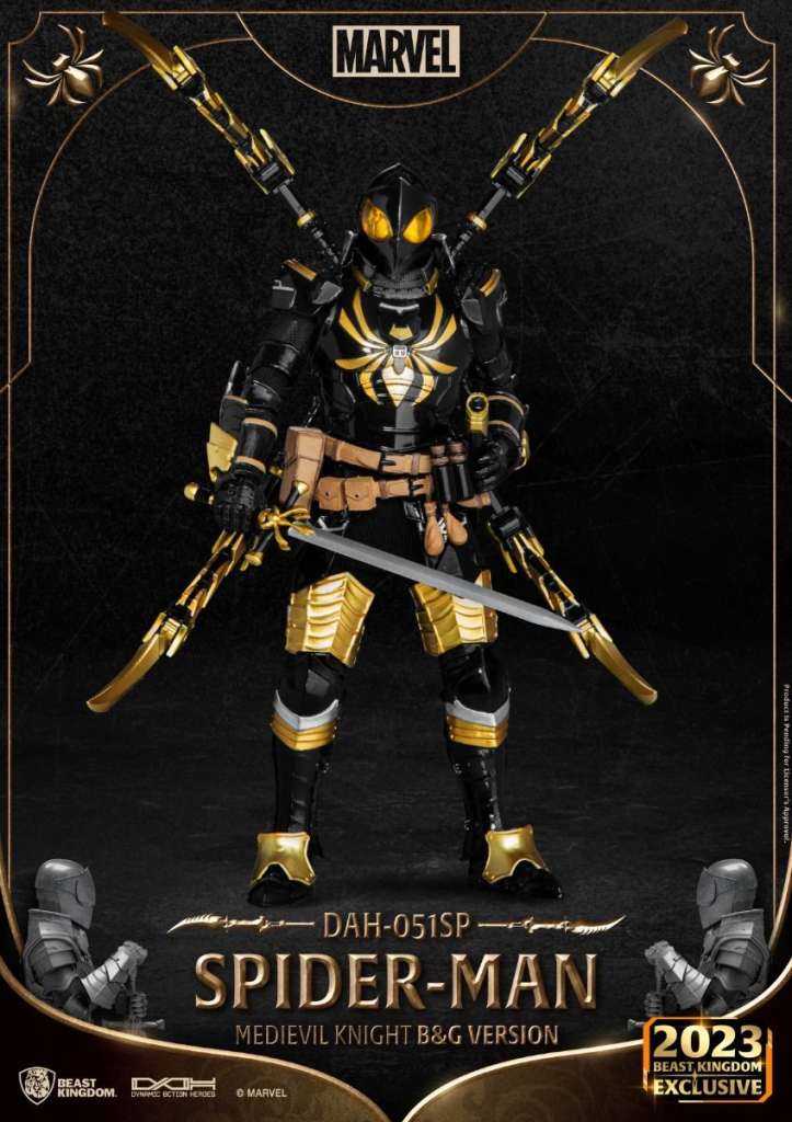 BEAST KINGDOM MEDIEVAL KNIGHT SPIDER-MAN B&G VER. FIGU ACTION FIGURE 20 cm