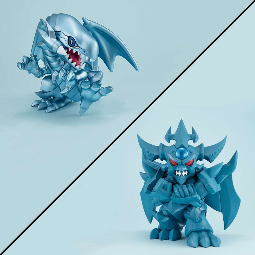 MEGAHOUSE MEGATOON YU-GI-OH BLUE EYES WHITE DRAGON + OBELISK TORMENTOR SET GIFT MINI FIGURA 11 cm