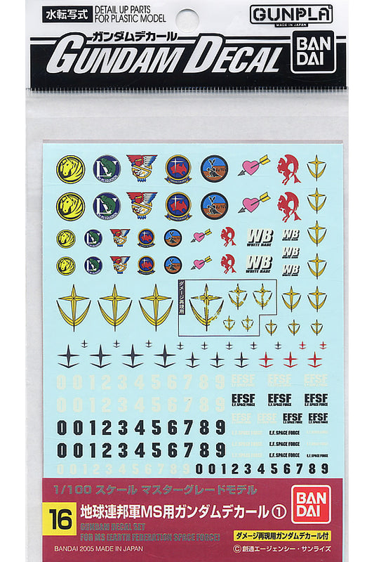 GUNDAM MASTER GRADE MG MODEL KIT DECAL 16 MULTI FEDERATION ACCESSORI BANDAI