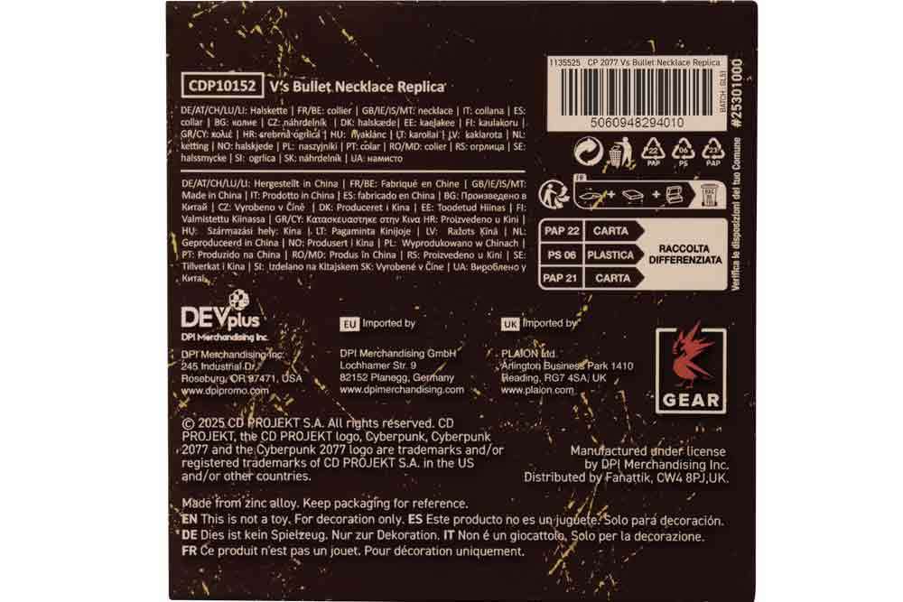 CYBERPUNK 2077 V  BULLET NECKLACE