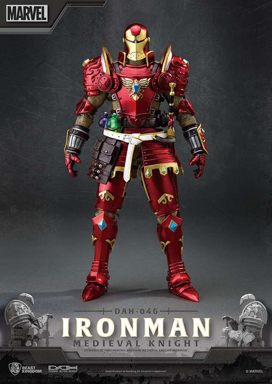 MARVEL ACTION FIGURE IRON MAN CAVALIERE MEDIEVALE 20 CM 1/9 BEAST KINGDOM TOYS