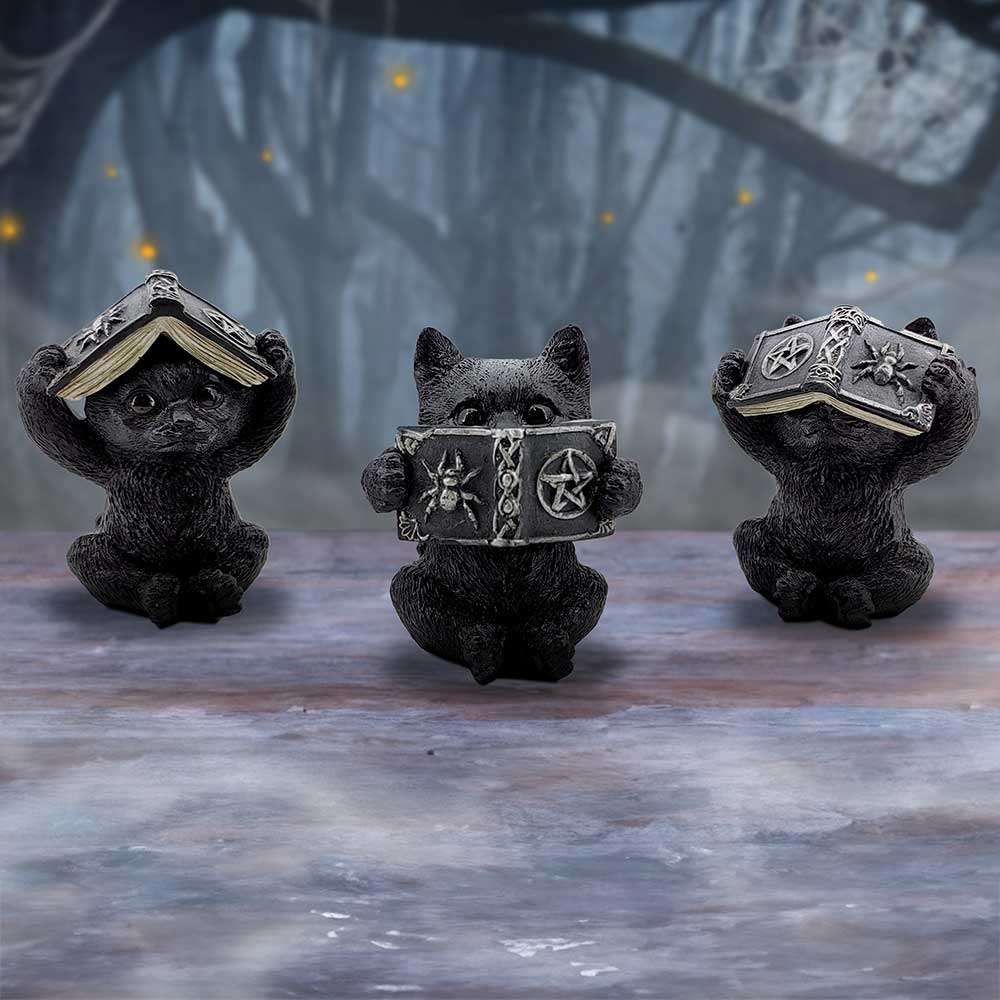 THREE WISE WITCHY BLACK SPELL CATS