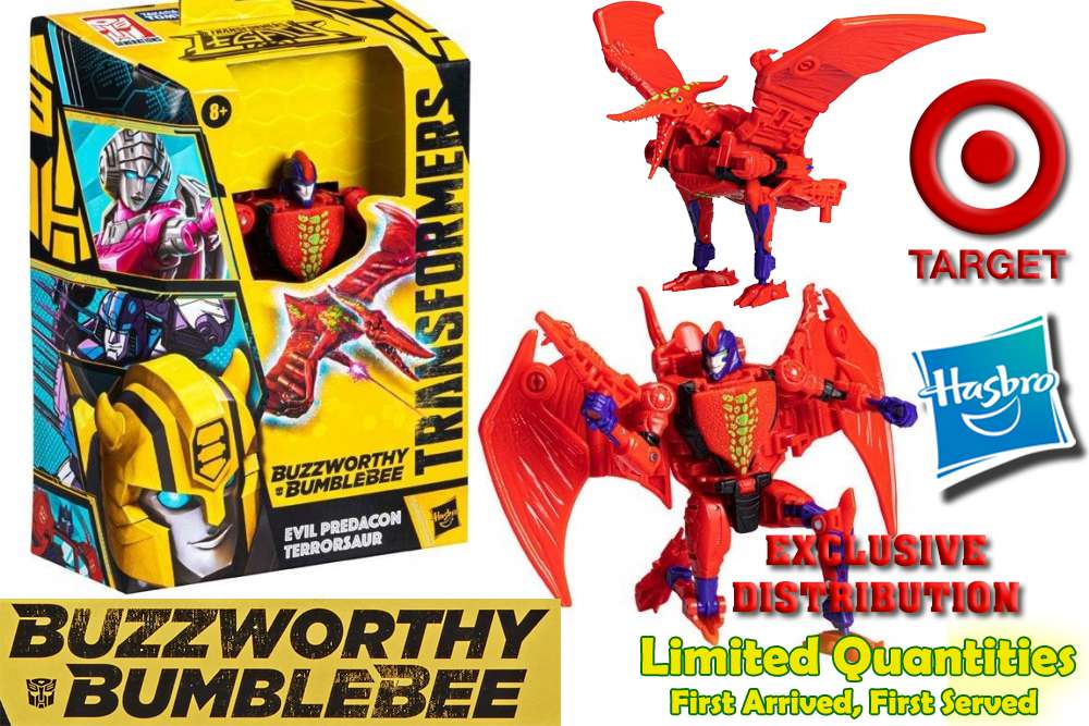 TRANSFORMERS GENERATIONS LEGACY BUZZWORTHY BUMBLEBEE DELUXE CLASS ACTION FIGURA 2022 EVIL PREDACON TERRORSAUR 14 CM HASBRO