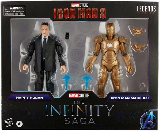 MARVEL THE INFINITY SAGA IRON MAN 3 HAPPY HOGAN E IRON MAN MARK XXI SET 2 FIGURES 15CM HASBRO