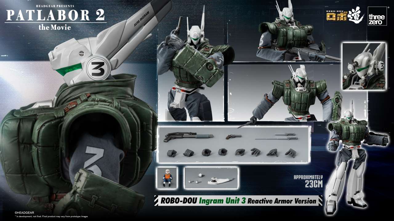 THREEA TOYS/THREEZERO PATLABOR 2 MOVIE ROBO-DOU INGRAM UNIT 3 REACTIVE ARMOR VER ACTION FIGURE 23 cm