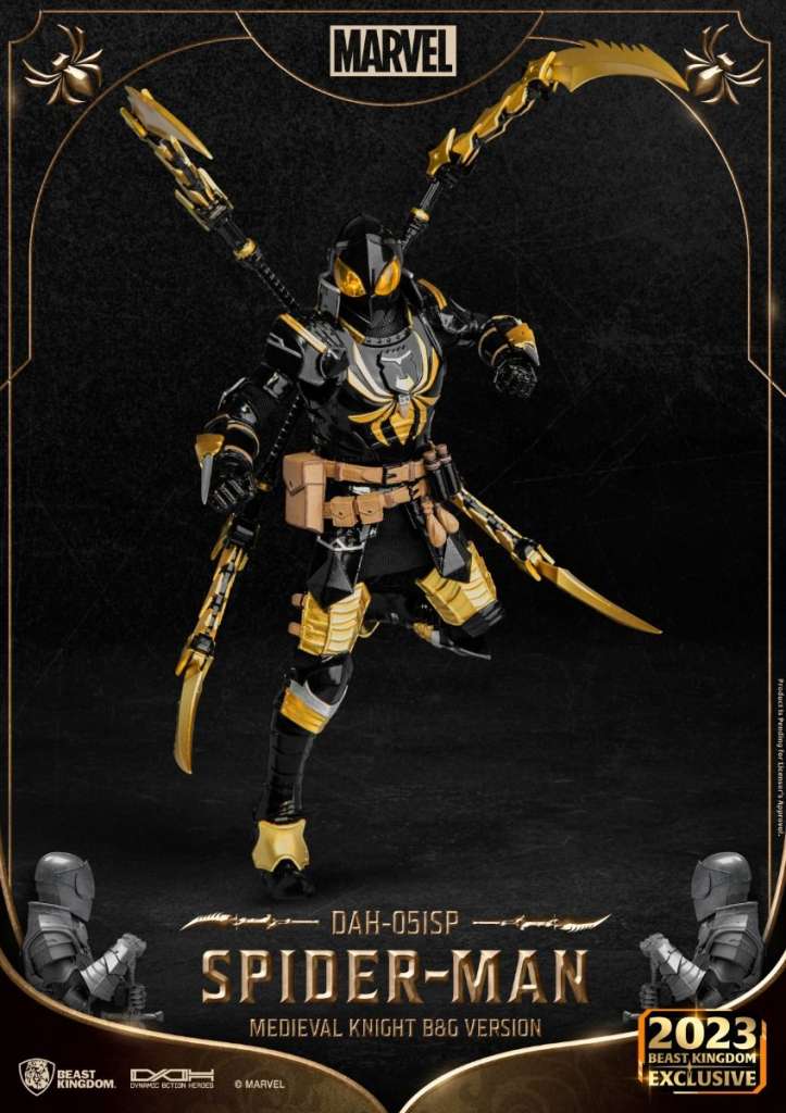 BEAST KINGDOM MEDIEVAL KNIGHT SPIDER-MAN B&G VER. FIGU ACTION FIGURE 20 cm