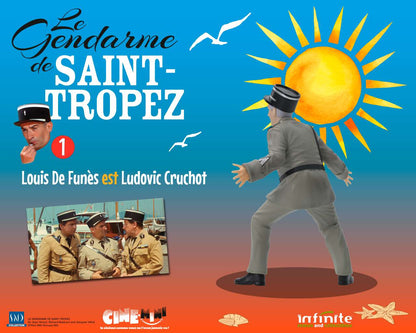 INFINITE STATUE LE GENDARME DE SAINT-TROPEZ #1 LOUIS DE FUNES EST LUDOVIC CRUCHOT CINE-MINI PVC MINI FIGURA 10 cm