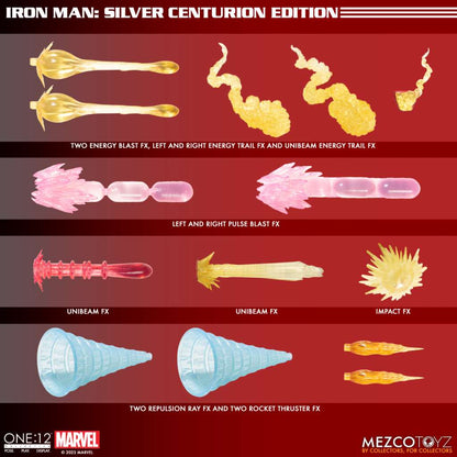 MEZCO TOYS ONE 12 COLL IRON MAN SILVER CENTURION AF ACTION FIGURE 17 cm