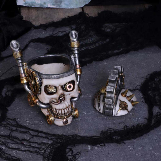 STEAMPUNK MECHANICAL METAL HEAD SKULL