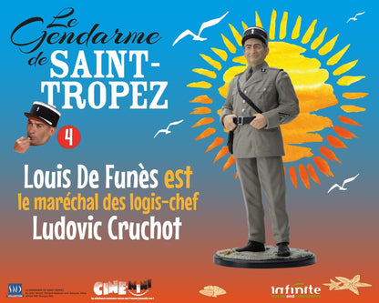 INFINITE STATUE LE GENDARME DE SAINT-TROPEZ #4 LOUIS DE FUNES EST LE MARECHAL DES LOGIS-CHEF LUDOVIC CRUCHOT FIGURA 16 cm