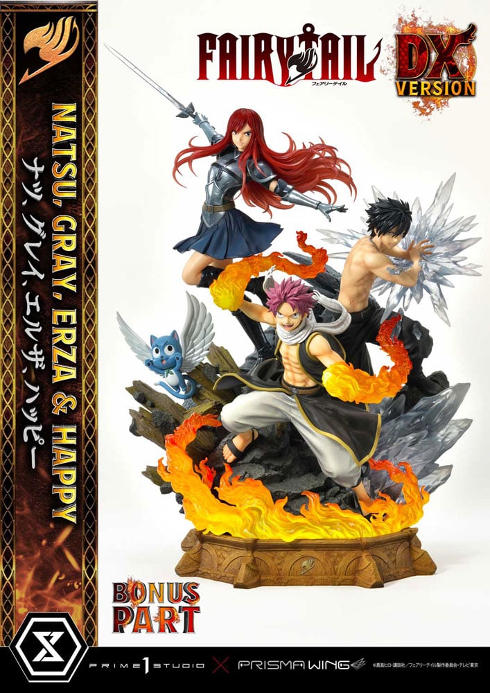 Fairy Tail Pvc Statua 1/7 Natsu, Gray, Erza, Happy Deluxe Bonus Version 57 Cm Prime 1 Studio