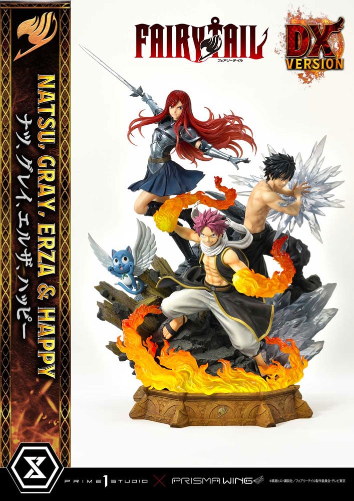 Fairy Tail Pvc Statua 1/7 Natsu, Gray, Erza, Happy Deluxe Version 57 Cm Prime 1 Studio