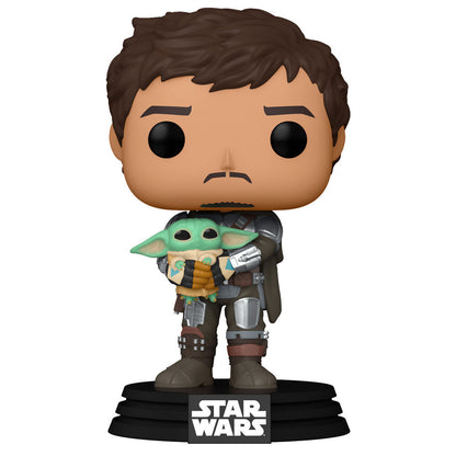 POP figure Star Wars Mandalorian Mando Holding Child