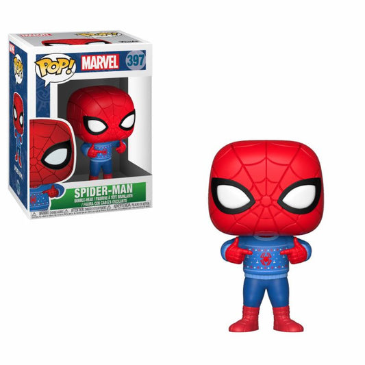 Marvel Comics Pop! Marvel Holiday Vinile Bobble-head Spider-man (ugly Sweater) 9 Cm Funko