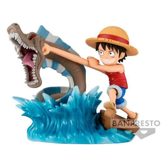 One Piece Log Stories Pvc Statua Monkey D. Luffy Vs Local Sea Monster 7 Cm Banpresto